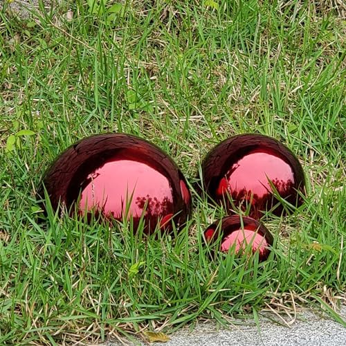 6Pcs Hemisphere Gazing Ball, Stainless Steel Mirror Polished Hollow Half Balls, Seamless Gazing Hemisphere Hollow Floating Reflective Hemisphere for Home Pond Outdoor Wall Decor (Red) - Image 4