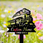DINOMAN Personalized Memorial Plaques for Outdoors Train Grave Marker Metal Garden Stakes Train Driver Memorial Gifts Sympathy Gifts for Loss of Loved One (Train) - Image 3
