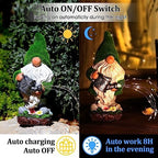 VChymm Flocked Solar Garden Gnomes Outdoor Statues-11.8‘’Outdoor Garden Decor-LED Outdoor Decor Light-Unique Housewarming Gifts Yard Art Sculptures for Patio Lawn Ornaments - Image 4