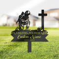 DINOMAN Personalized Memorial Plaques for Outdoors Soldier Kneeling at Cross Grave Marker Metal Garden Stakes Soldier Memorial Gifts Sympathy Gifts for Loss of Loved One (Soldier) by DINOMAN