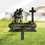 DINOMAN Personalized Memorial Plaques for Outdoors Soldier Kneeling at Cross Grave Marker Metal Garden Stakes Soldier Memorial Gifts Sympathy Gifts for Loss of Loved One (Soldier) by DINOMAN