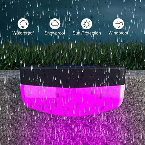 LED Solar Step Lights, 8 Pack Solar Deck Lights Outdoor IP65 Waterproof Pool Side Lighting Decor for Stairs Fence Yard Driveway Pathway Yard Backyard, RGB Color Changing - Image 4