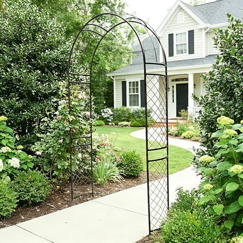 SCENDOR Metal Garden Arch with Lattice Side Panels 88.6" H x 50.8" W– Heavy-Duty Arbor for Climbing Roses, Vines, and Outdoor Patio, Lawn, Backyard, Wedding Decor (Black) - Image 4