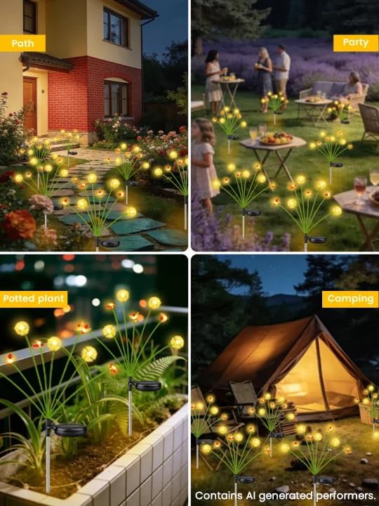 EEW Solar Garden Lights Outdoor 8 Pack 64 LED Swaying Dandelion Bee Lights - Image 6