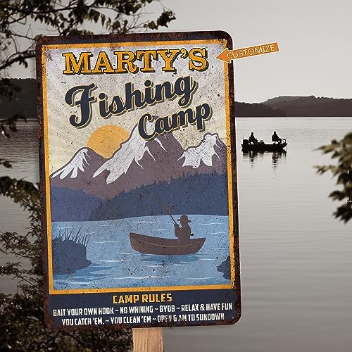 Personalized Fishing Sign Fishing Camp Lake House Décor Custom Fishing Décor Boys Room Rustic Cabin Décor Man Cave Funny Fishing Décor 108122002067 - Image 2