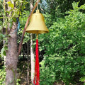 GTPBAO Retro Gold Large Iron Bell, Weatherproof Ringing Doorbell with Red String, Garden Wall-Mounted Hand Bell for Front Door by Unknown