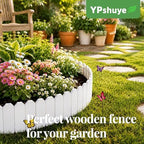 Wood Garden Edging, 12" H x 13.2 Ft L, 2 Pack, White Garden Fence - Image 2