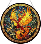 Sacred Phoenix Bird Suncatcher Stained Glass Window Hangings Sun Catchers Colorful Ornament Gifts for Women Mom Wife Halloween Christmas Housewarming 11.8" by HYPESTYLE