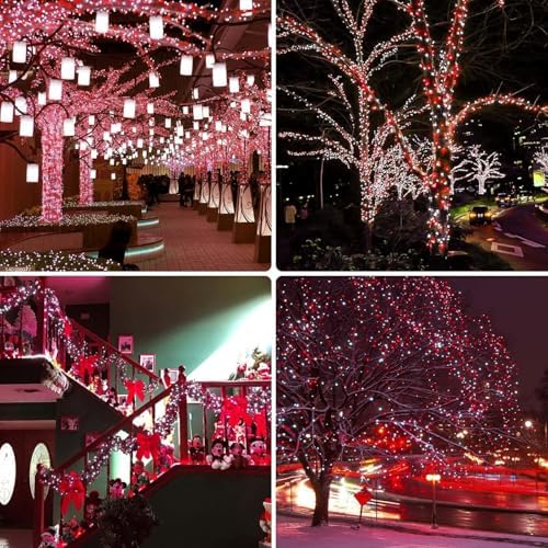 Solar Christmas Lights Outdoor 2 Pack 480 LED Solar String Lights Red White - Image 3