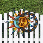 Glitzhome Sun and Moon Wall Decor, 33.5 Inch Celestial Metal Wall Art with Glossy Color Finish and Antique Details, Outdoor Sun and Moon Decor for Garden Porch Patio Home - Image 5