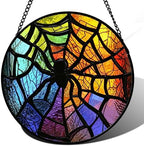Stained Glass Window Hanging Halloween Colorful Spider Gift for Women 12" by amderven