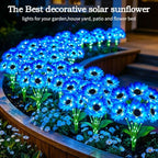 MRHEPHAESTUS Solar Garden Lights Outdoor, 4 Pack Solar Blue Sunflower Lights with 24 Head 3.5 Inch Flowers, Waterproof Flowers Light Fall Decor Auto ON/Off for Garden Yard Patio, Gifts for Mom Women - Image 5