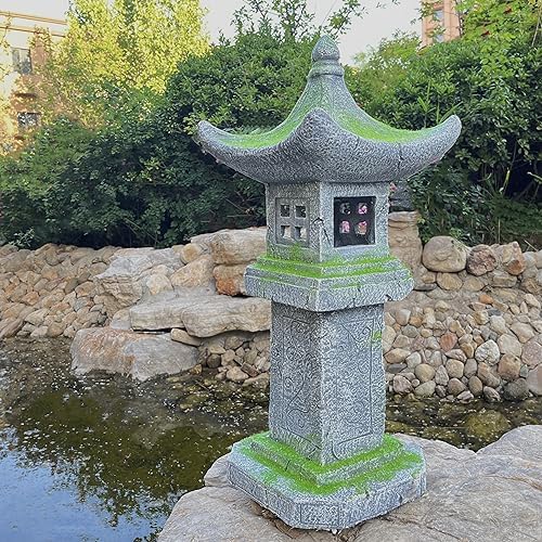 31.5’’High Japanese Moss-Covered Pagoda Statue - Image 6