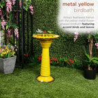 Alpine Corporation ORS112YL Vintage Metal Pedestal Birdbath with Stand, Shallow Bird Bath Bowl for Outside, 28" H, Yellow - Image 5