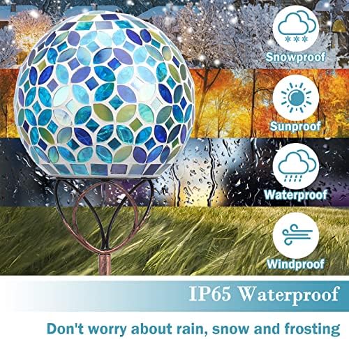 Solar Garden Decorative Light, Mosaic Gazing Globe Stake for Yard Decor - Image 5