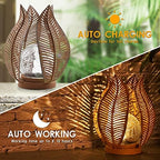 Solar Outdoor Lights Garden Decor Waterproof Crackle Glass Globe,Metal Yard Art Outdoor Solar Garden Lights for Decor Yard,Porch,Patio Decorations.Gardening Gifts for Women/Mom. - Image 4