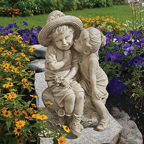 Design Toscano Boy and Girl Garden Decor Statue ,14 Inch, Polyresin, Antique Stone - Image 6