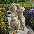 Design Toscano Boy and Girl Garden Decor Statue ,14 Inch, Polyresin, Antique Stone - Image 6