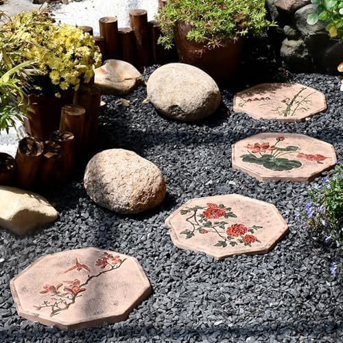 Kunovo Oriental Style Stepping Stone for Decor, Eco-Friendly Resinous Garden Step Stones, Octagonal Courtyard/Path/Lawn/Backyard Decorative Stone (Size : Chrysanthemum), 58741 - Image 6