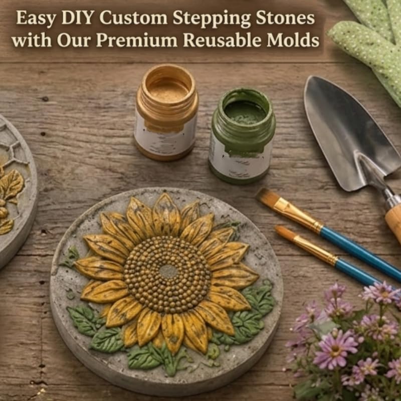 Reusable Sunflower Stepping Stone Mold, 15cm Sunflower Paver Mold (B) - Image 3