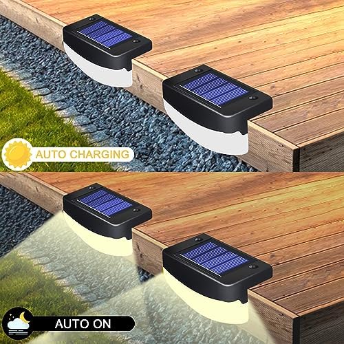 LED Solar Step Lights, 18 Pack Solar Deck Lights Outdoor IP65 Waterproof Pool Side Lighting Decor for Stairs Fence Yard Driveway Pathway Yard Backyard, Cold White - Image 2