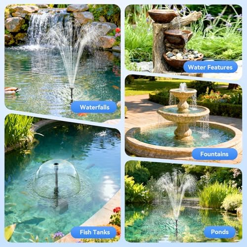 Antfraer 25W Solar Fountain Pump, 320 GPH Solar Pond Pump with 4 Nozzles, Adjustable Flow & 6.6ft Tubing, Solar Water Fountain Pump for Garden, Fish Tank, Backyard - Image 6