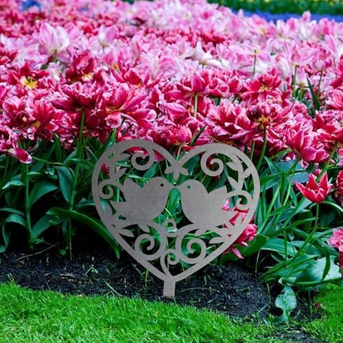 Animal Floral Metal Garden Stake | Raw Metal Patinas Over Time | Yard Art Decor Spring Summer Decorations Flower Bed Plant Stakes Marker (Bird) - Image 4