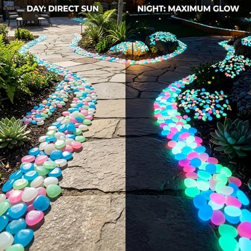 Glow in the Dark Rocks, Colorful Luminous Garden Stones for Outdoor Landscaping - Night Guide Pebbles, Glow in The Dark Pebbles for Walkway, Pathway, Yard, Fish Tank, Aquarium Decor (Green,1000pcs) - Image 2