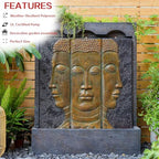 Tankana Zen Buddha Outdoor Fountain - Large Indoor Water Fountains Waterfall with Planting Groove Wall Water Feature for Garden Patio Backyard Deck Lawn Home Decor, 45 inchesTall, Gold - Image 4
