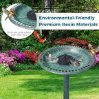 Bird Bath with Solar Fountain Tall Set - Large Resin Bird Bath for Outdoors Garden Decor - Heavy Duty Bird Baths for Clearance Made in USA - Perfect Addition to Your Backyard(Green) - Image 3