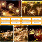 Solar Fireworks Lights for Outside Fairy Garden Warm White 8 Pack - Image 4