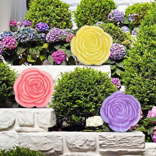 Cinnvoice 3 Pack Rose Stepping Stones Outdoor for Garden, 10 Inches - Image 6