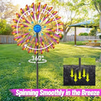 Wind Spinner Kinetic Wind Sculpture, 23.4" W x 79.3" H Large Metal Outdoor Windmill with 5‑Prong Stable Base, 360° Rotatable 2‑Blade Wind Catcher Yard Art Decor for Patio Lawn Garden Backyard - Image 3