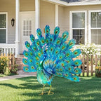 27.5" Peacock Garden Decor, Metal Yard Decorations Outdoor - Image 3