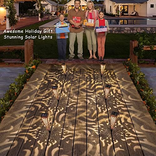 Go2garden 6Pcs Solar Lights Outdoor Pathway Garden Stakes Lights Waterproof LED for Patio, Walkway, Lawn Decorations, Backyard Gifts for Mom Dad Men Women (Copper) - Image 2
