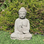 Blessing Buddha Statue: Durable Solid Stone with Distressed Texture. Unique Home Décor, Garden Accent. Sealed for Outdoors. Handcrafted USA. (Antique/Gray) - Image 2