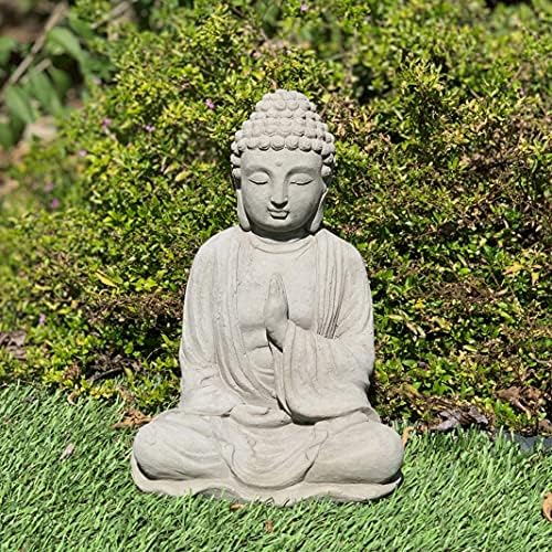 Blessing Buddha Statue: Durable Solid Stone with Distressed Texture. Unique Home Décor, Garden Accent. Sealed for Outdoors. Handcrafted USA. (Antique/Gray) - Image 2