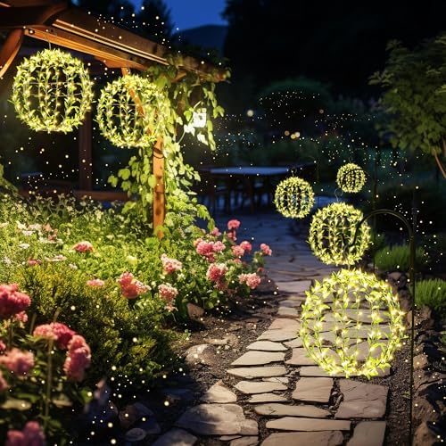 Joomer Solar Ball Lights Outdoor, 2Pack 13 & 11in Total 264 LED, Warm White - Image 6