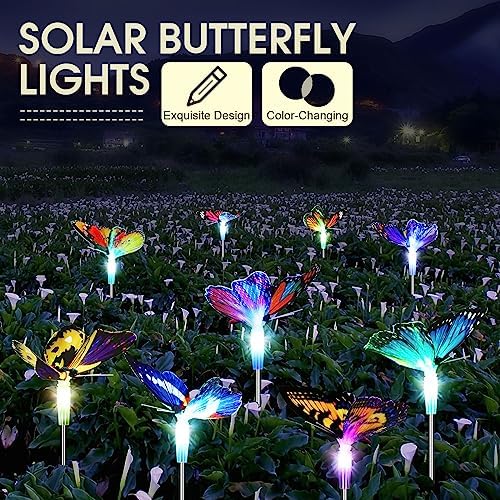 Retisee 9 Pcs Solar Butterfly Garden Stake Lights LED Solar Butterfly Lights Waterproof Color Changing Outdoor Lights Decoration for Garden Patio Yard Lawn Pathway, 5 x 28 Inch - Image 5