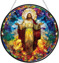 Christ Jesus Decor Stained Glass Suncatcher - Window Wall Hanging Ornament UV-Print Glass Panel Sun Catcher - Decoration for Home Garden Christmas Party Wedding Housewarming Gift by 365CUSGIFTS