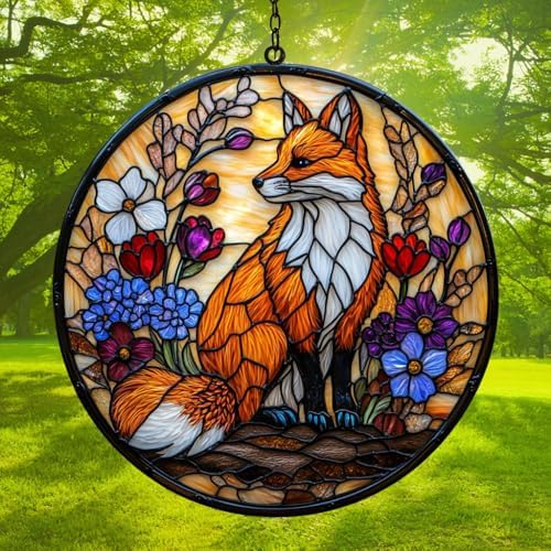 Autumn Floral Fox Acrylic Suncatcher - Image 3