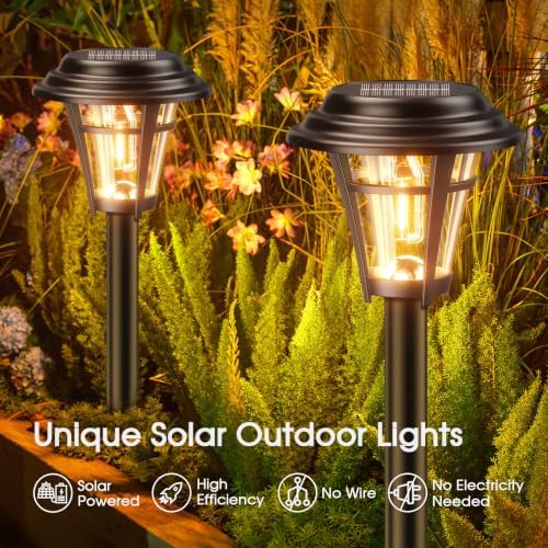 LETMY Solar Pathway Lights Outdoor, 8 Pack Solar Garden Lights Outdoor Waterproof, Auto On/Off Solar Powered Landscape Path Lights, Outdoor Solar Lights for Yard Lawn Patio Walkway Driveway - Image 6