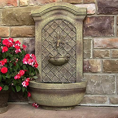 Sunnydaze Rosette 31 in. Outdoor Wall Water Fountain with Pump - Florentine - Image 3