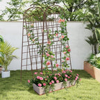 LZRS 82.7 x 80in Rustic Iron Arch Decoration Garden Trellis with Brown Metal Coating – Perfect for Supporting Climbing Plants Outdoor, Roses, Vines, Flowers, and Vegetables. - Image 6
