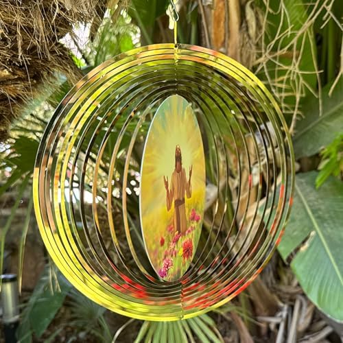 Fantasydice Jesus Wind Spinner 12" 3D Large Stainless Steel, Christian Outdoor Decor, Reflective Kinetic Metal Garden Spinner for Patio Balcony Yard - Image 6