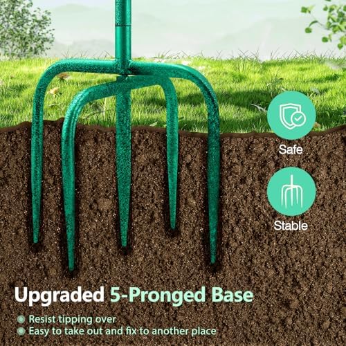 Daoeny Bird Bath for Outside, 42In Vintage Freestanding Birdbaths for Outdoors, Double Metal Bird Bath Feeder Bowls for Garden Patio Yard Lawn Decor, Upgraded 5-Pronged Base (Green) - Image 3