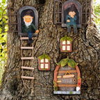 7 Pcs Fairy Garden Accessories Tree Hugger Gnome Statue Tree Faces - Image 6