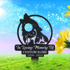 DINOMAN Personalized Memorial Plaques for Outdoors Mountain Night Scene Wolf Grave Marker Metal Garden Stakes Wolf Lover Memorial Gifts Sympathy Gifts for Loss of Loved One (Wolf) - Image 2