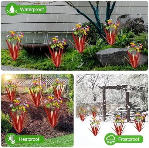 TOMBABY Garden Outdoor Butterfly Enlarge Thickened Wind Resistant Metal Agave Garden Art Metal Plant Country Sculpture Statue Decorations Ornaments Artificial Waterproof Butterflies(red 2pcs) - Image 3