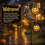 Solar Halloween White Ghost & Pumpkin Moon Garden Stake Light, Outdoor Waterproof Yard Decoration with Crescent Moon, Decorations with Pumpkins Lantern for Patio, Yard, Lawn, Pathway (Ghost) - Image 3